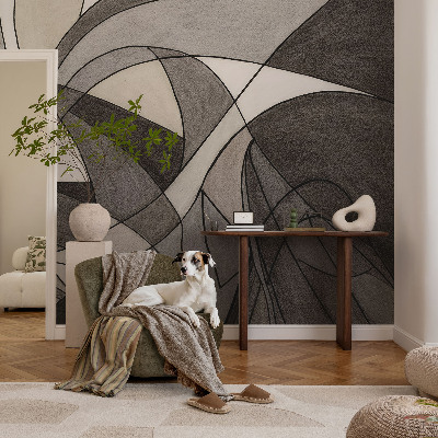Fotobehang voor de woonkamer met geometrische abstracte print
