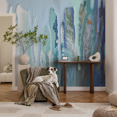 Modern fotobehang met blauwe watervallen als motief