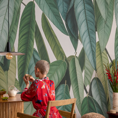 Vliesbehang fotobehang met een motief van natuurlijke bladeren