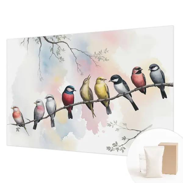 Fotobehang vliesbehang met afbeeldingen van vogels op een tak