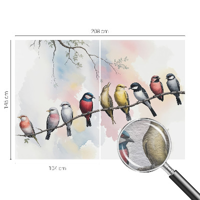 Fotobehang vliesbehang Vogels op een tak