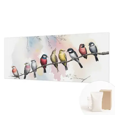Fotobehang vliesbehang met afbeeldingen van vogels op een tak
