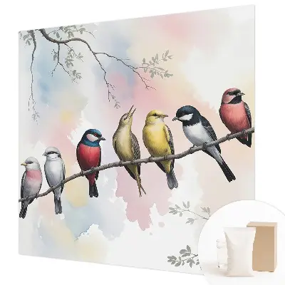 Fotobehang vliesbehang met afbeeldingen van vogels op een tak
