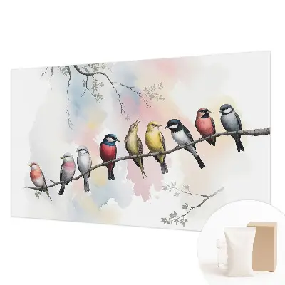 Fotobehang vliesbehang met afbeeldingen van vogels op een tak