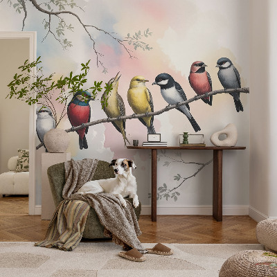 Fotobehang vliesbehang Vogels op een tak