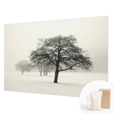 Vliesbehang fotobehang woonkamer met motief van winterbomen