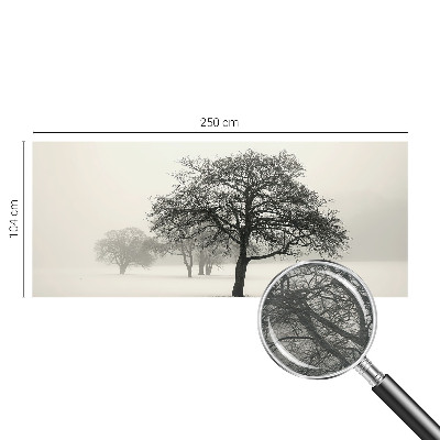 Vliesbehang fotobehang woonkamer met motief van winterbomen