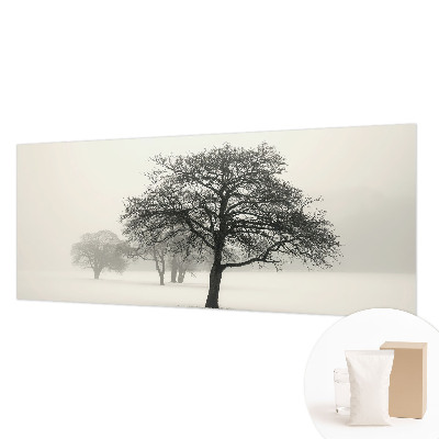 Vliesbehang fotobehang woonkamer met motief van winterbomen