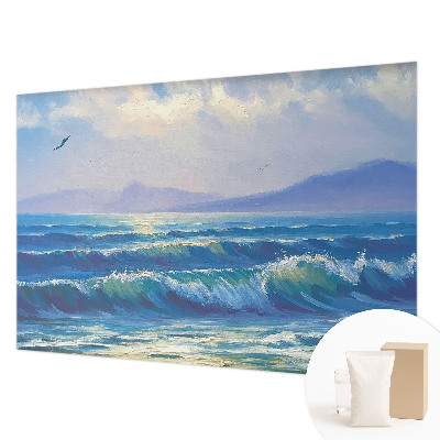 Behang met print met een print van zeegolven