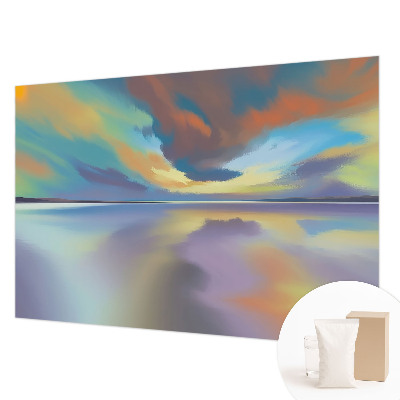 Muur behang met een motief van een regenboogzonsondergang