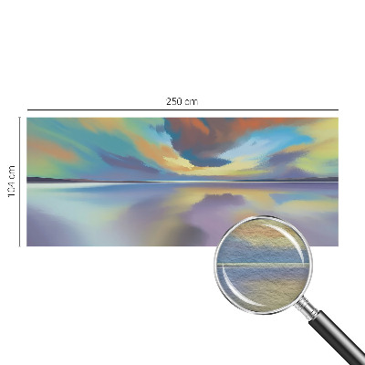Muur behang met een motief van een regenboogzonsondergang