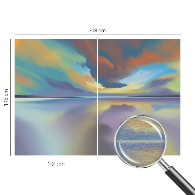 Muur behang met een motief van een regenboogzonsondergang