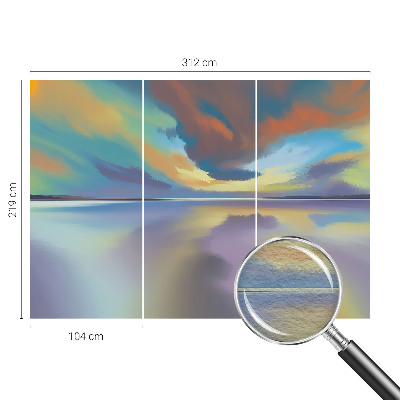 Muur behang met een motief van een regenboogzonsondergang