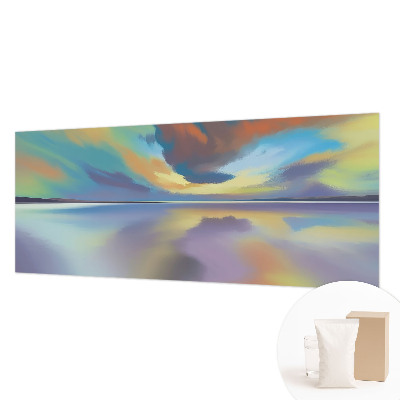 Muur behang met een motief van een regenboogzonsondergang