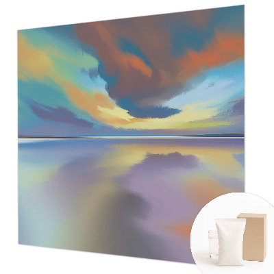 Muur behang met een motief van een regenboogzonsondergang