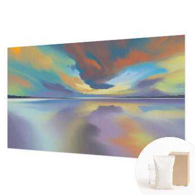 Muur behang met een motief van een regenboogzonsondergang
