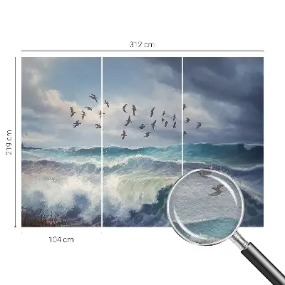 Fotobehang woonkamer met motief van zeegolven