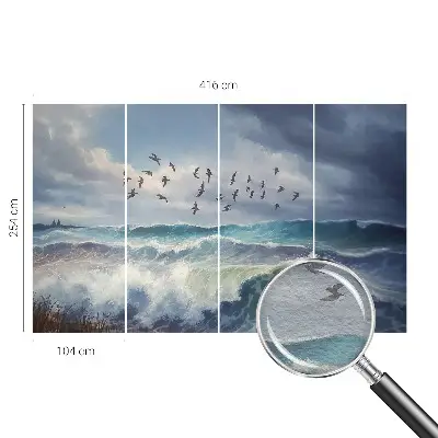 Fotobehang woonkamer met motief van zeegolven