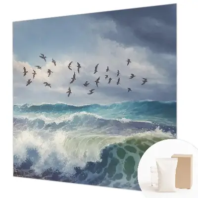 Fotobehang woonkamer met motief van zeegolven