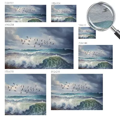 Fotobehang woonkamer met motief van zeegolven