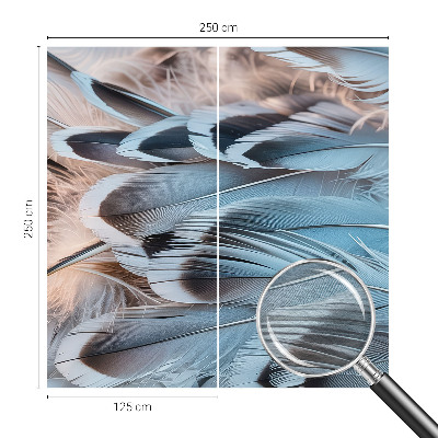 Fotobehang voor de woonkamer met een patroon van blauwe veren