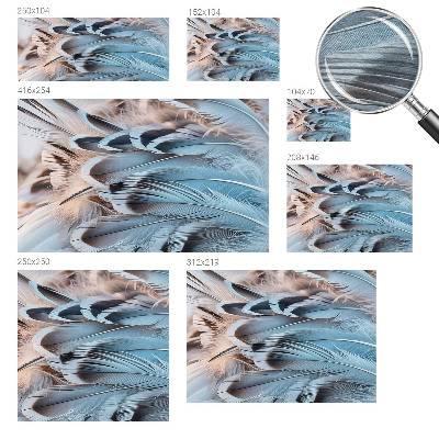 Fotobehang voor de woonkamer met een patroon van blauwe veren
