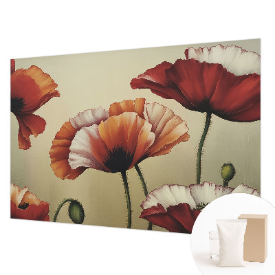 Modern fotobehang voor de woonkamer met vrolijke klaprozen als motief