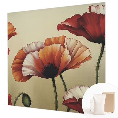 Modern fotobehang voor de woonkamer met vrolijke klaprozen als motief