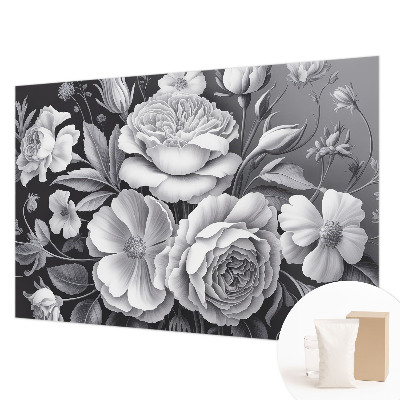 Luxe fotobehang met grijze bloemen als motief