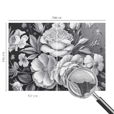 Luxe fotobehang met grijze bloemen als motief