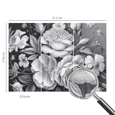Luxe fotobehang Grijze bloemen
