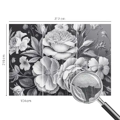 Luxe fotobehang met grijze bloemen als motief