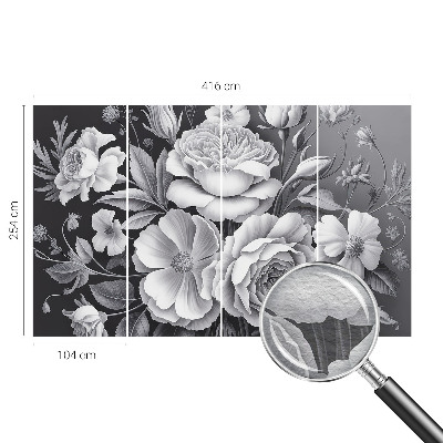 Luxe fotobehang Grijze bloemen