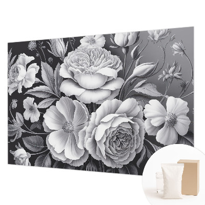 Luxe fotobehang Grijze bloemen