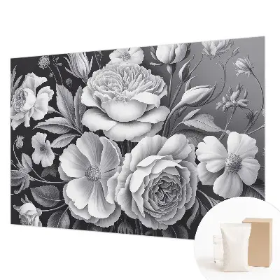 Luxe fotobehang met grijze bloemen als motief