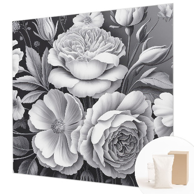 Luxe fotobehang Grijze bloemen