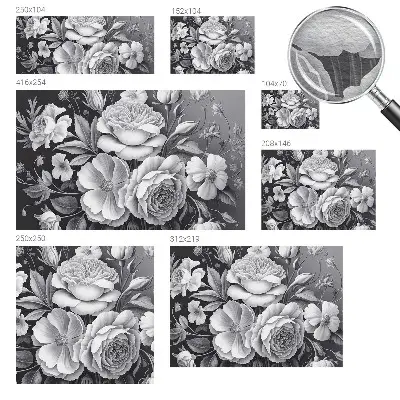 Luxe fotobehang met grijze bloemen als motief