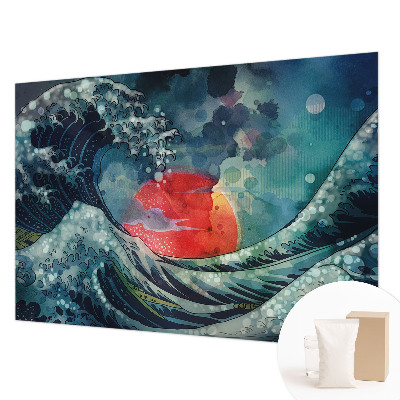 Behang met print met een oceaanachtig oosters motief