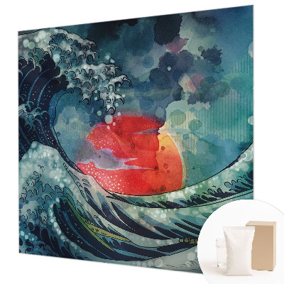 Behang met print met een oceaanachtig oosters motief