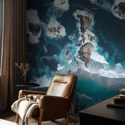 Modern fotobehang met motief van oceaangolven