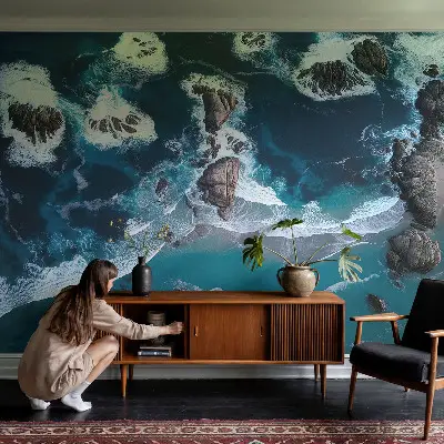 Modern fotobehang met motief van oceaangolven