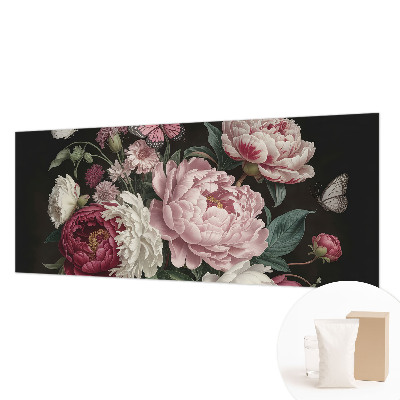 Luxe fotobehang met pioenrozen en vlinders