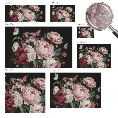 Luxe fotobehang Pioenrozen en vlinders