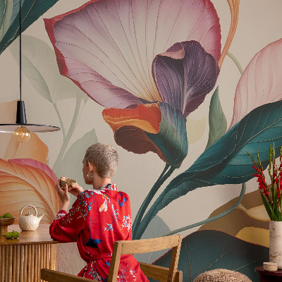 Vliesbehang fotobehang Kleurrijke bloemen