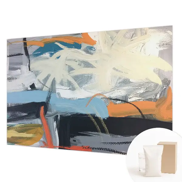 Vliesbehang fotobehang woonkamer met een kleurrijke abstracte print