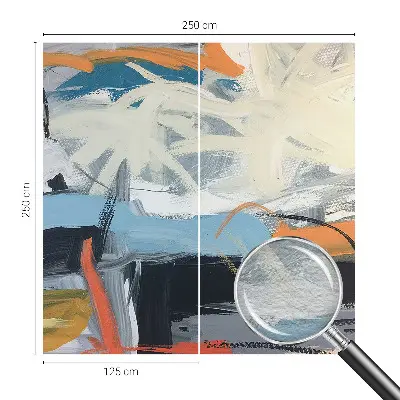 Vliesbehang fotobehang woonkamer met een kleurrijke abstracte print