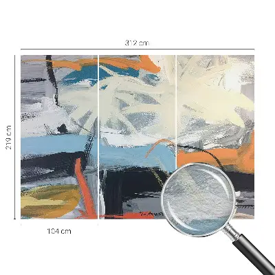 Vliesbehang fotobehang woonkamer met een kleurrijke abstracte print