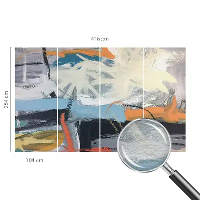Vliesbehang fotobehang woonkamer met een kleurrijke abstracte print