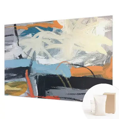 Vliesbehang fotobehang woonkamer met een kleurrijke abstracte print