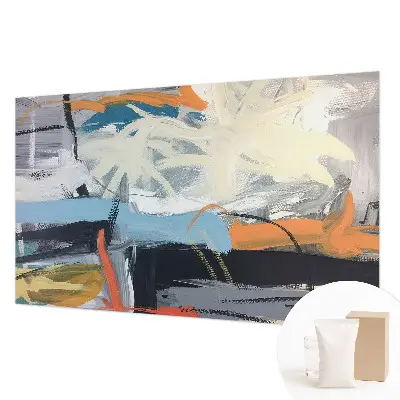 Vliesbehang fotobehang woonkamer met een kleurrijke abstracte print
